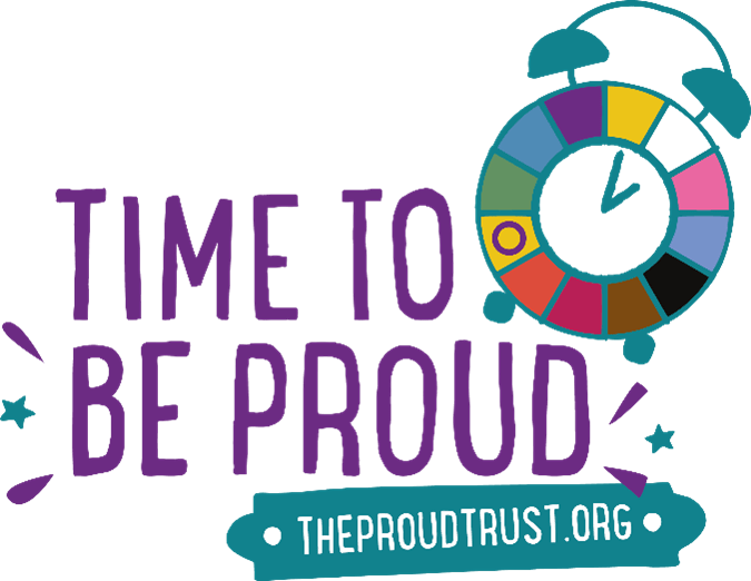 The Proud Trust logo stating "Time to be proud".