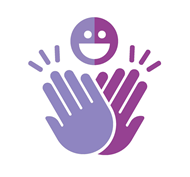 A graphic of a high five and a happy face
