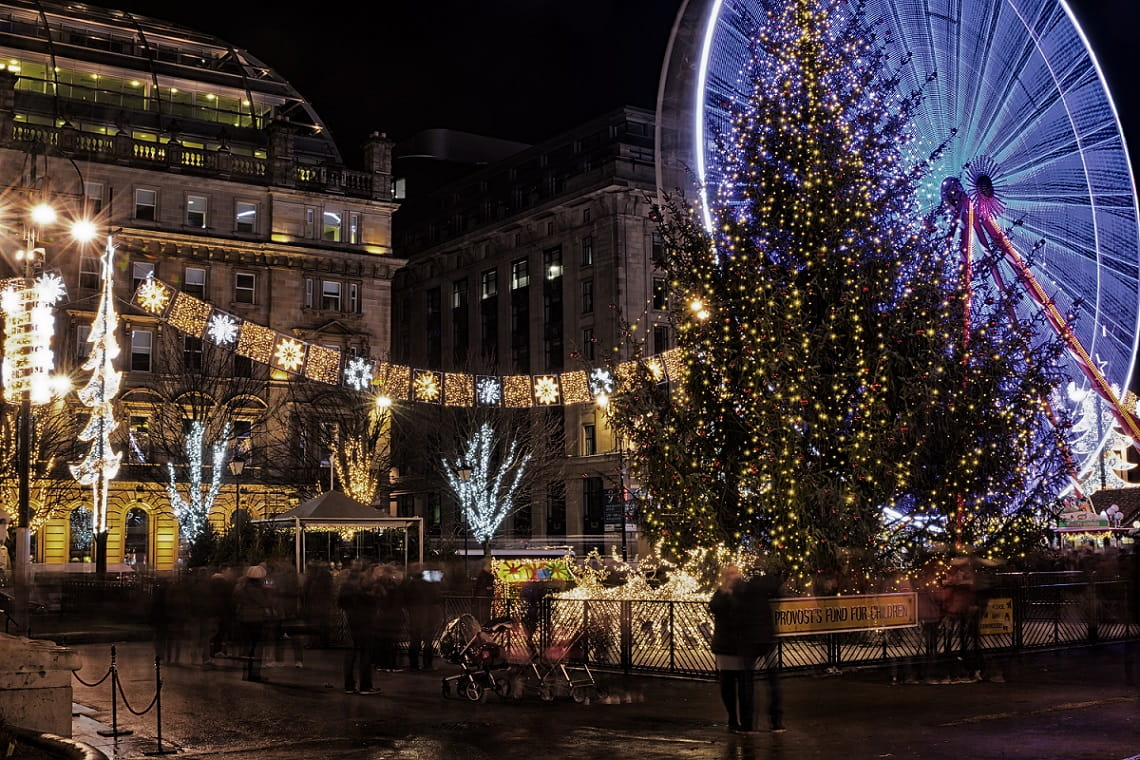 Christmas lights at night