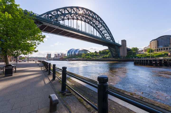 A river with bridge