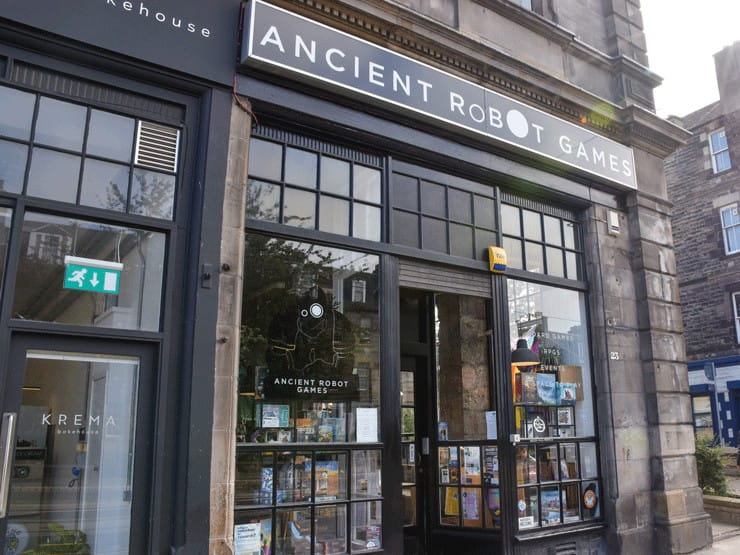 The outside of Ancient Robot Games in Edinburgh