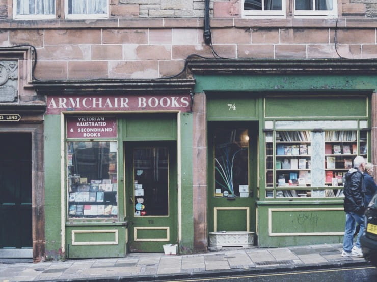 The outside of Armchair books in Edinburgh