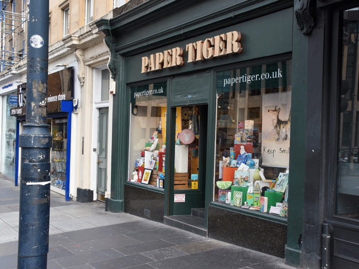 The outside of Paper tiger in Edinburgh