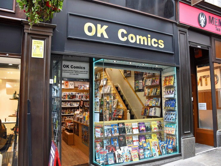 The outside of OK Comics in Leeds