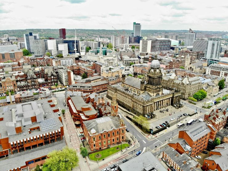 An aerial view of Leeds