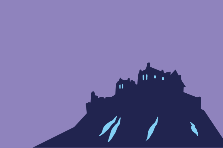 An illustration of a building on top of a hill from somewhere on the TransPennine Express network. Click to find out where.