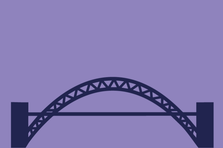 An illustration of bridge with a large curved frame from somewhere on the TransPennine Express network. Click to find out where.